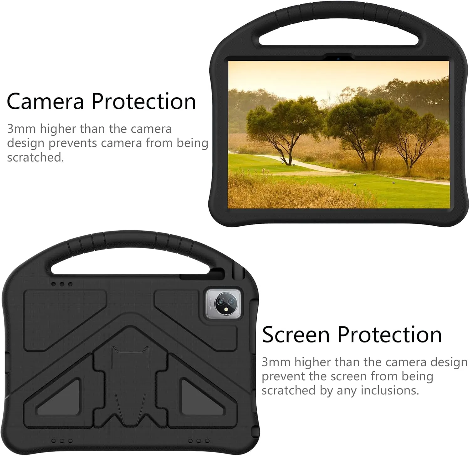 Kids Case for Dragon Touch Notepad 102 10 inch,with Handle and Kickstand Lightweight Shockproof Cover Compatible with Teclast M40Pro/M40Plus, Blackview Tab 8/7/70 WiFi 10.1" Black