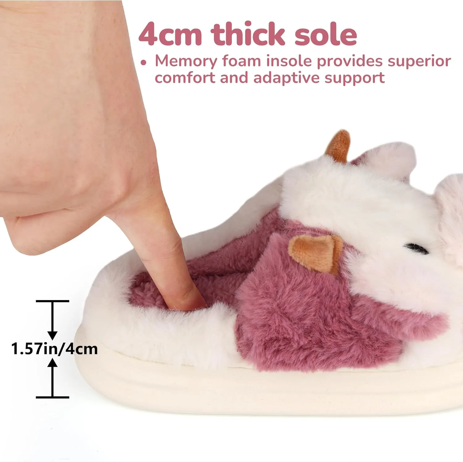 Kids Cow Slippers - Toddler Boys & Girls Soft Plush Animal Slippers - Winter Comfy Warm Fuzzy Memory Foam Non-slip Indoor/Outdoor Shoes