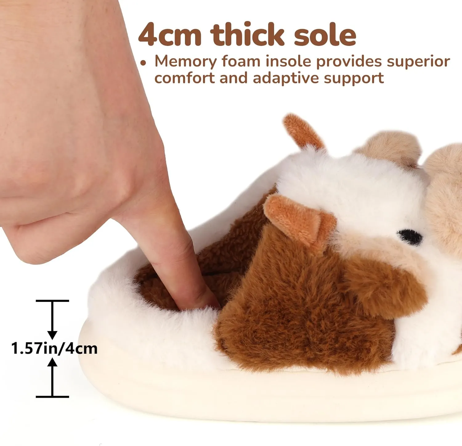 Kids Cow Slippers - Toddler Boys & Girls Soft Plush Animal Slippers - Winter Comfy Warm Fuzzy Memory Foam Non-slip Indoor/Outdoor Shoes