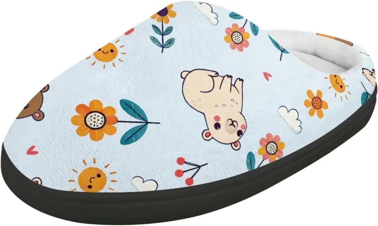 Kids Fluffy Slippers for Winter, Warm Closed Toe Home Slippers, Soft Cozy Scuff Slippers for Boys Girls