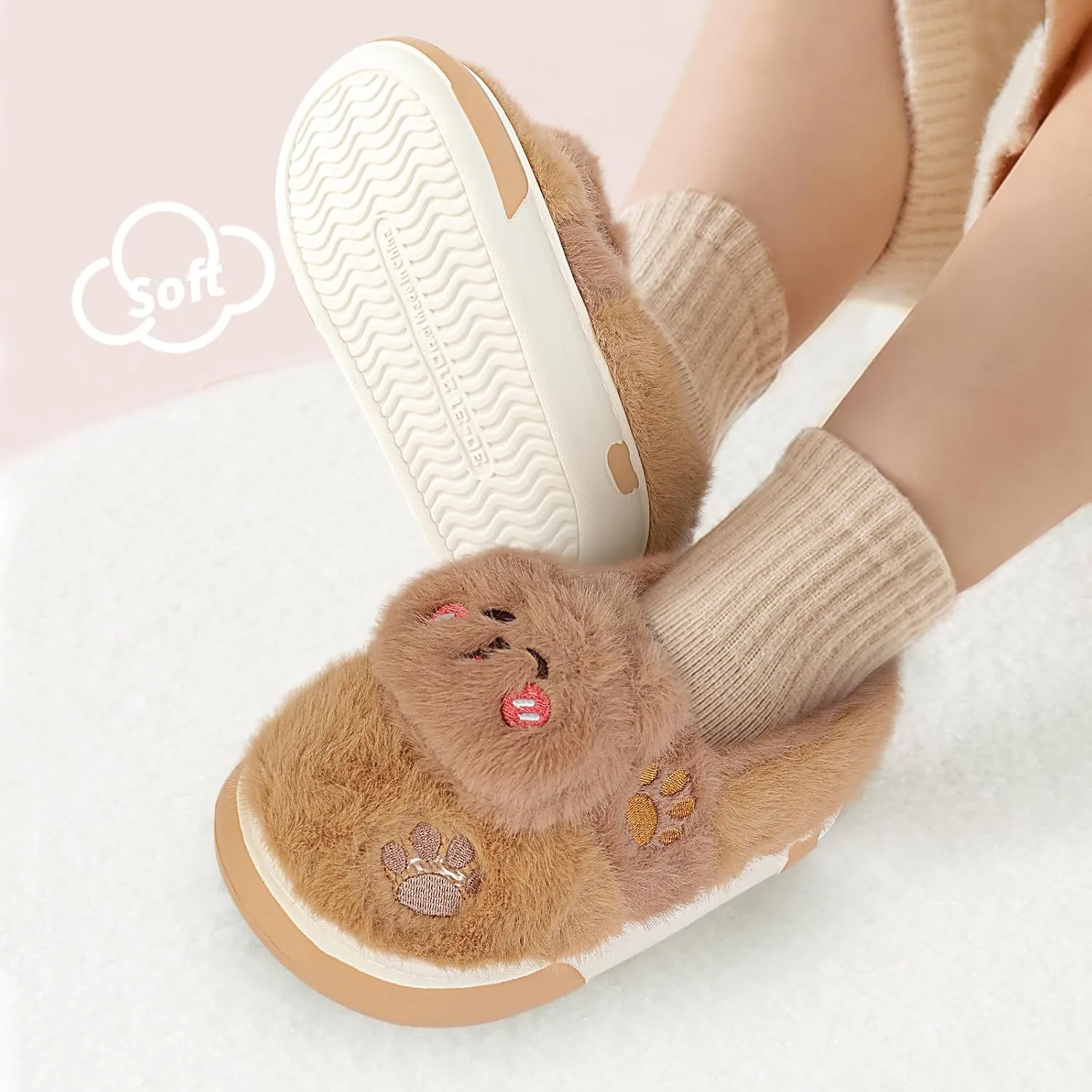 Kids Plush Warm Slippers for Girls Boys Toddlers Winter Fuzzy Indoor House Shoes