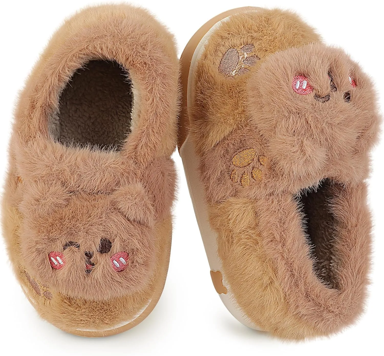 Kids Plush Warm Slippers for Girls Boys Toddlers Winter Fuzzy Indoor House Shoes