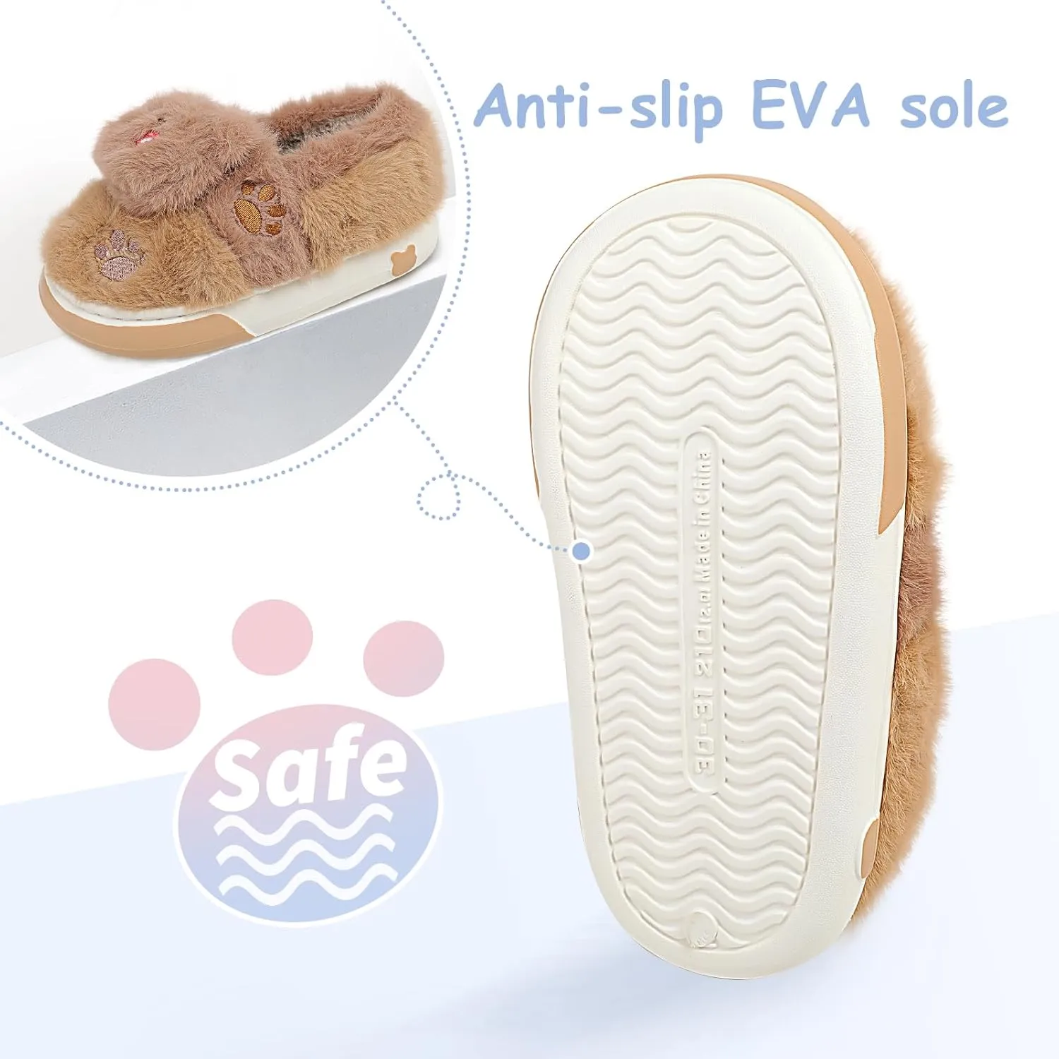Kids Plush Warm Slippers for Girls Boys Toddlers Winter Fuzzy Indoor House Shoes