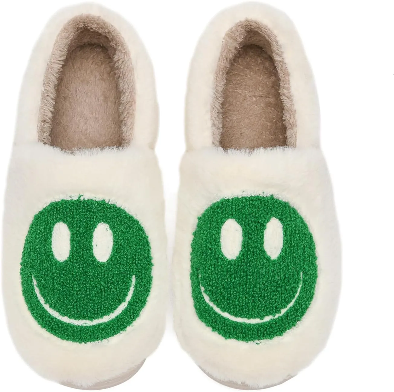 Kids Smile Face Slippers for Boys Girls, Cute Plush Fuzzy Toddler Infant Happy Face Slippers, Indoor Outdoor Non-slip Robber Sole with Memory Foam Warm Pillow House Shoes