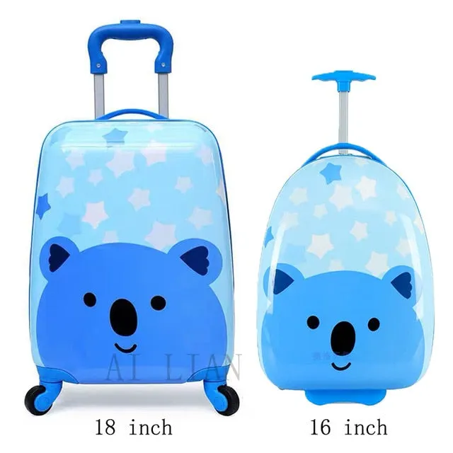kids travel suitcase on wheels Cartoon rolling luggage