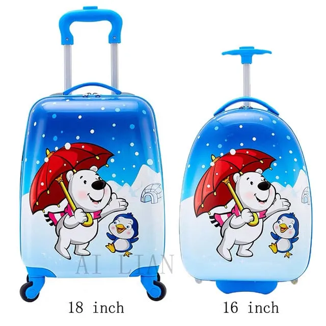 kids travel suitcase on wheels Cartoon rolling luggage