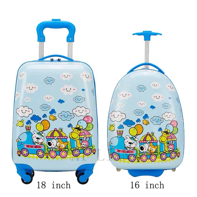 kids travel suitcase on wheels Cartoon rolling luggage