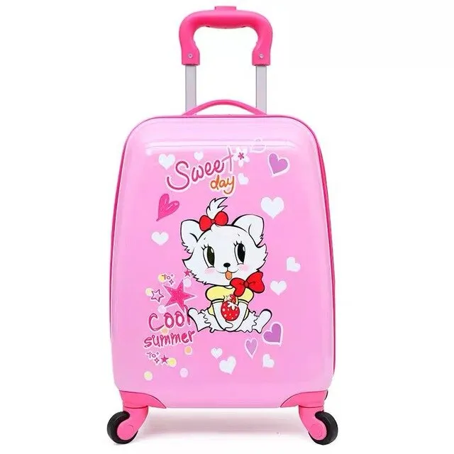 kids travel suitcase on wheels Cartoon rolling luggage