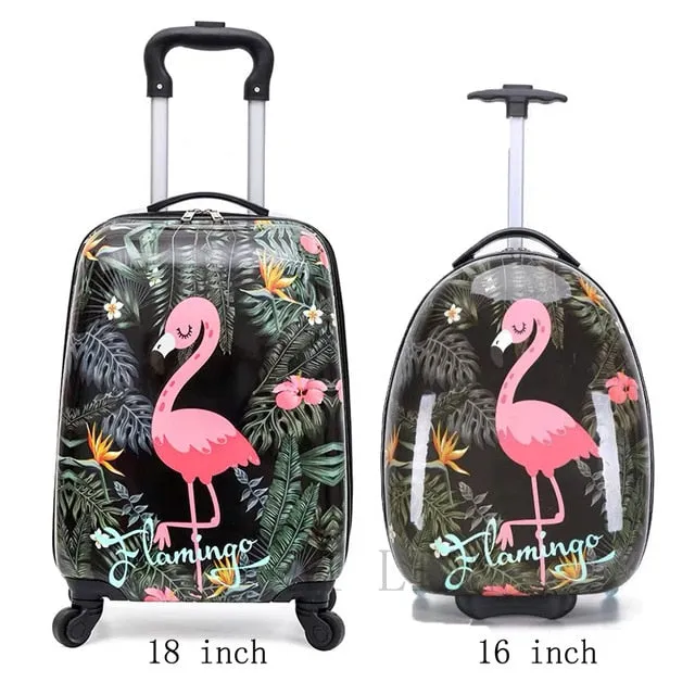 kids travel suitcase on wheels Cartoon rolling luggage