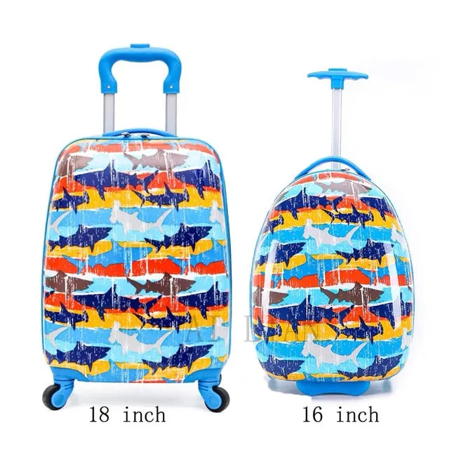 kids travel suitcase on wheels Cartoon rolling luggage