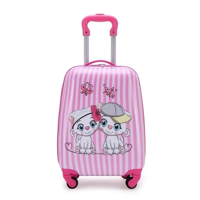 kids travel suitcase on wheels Cartoon rolling luggage