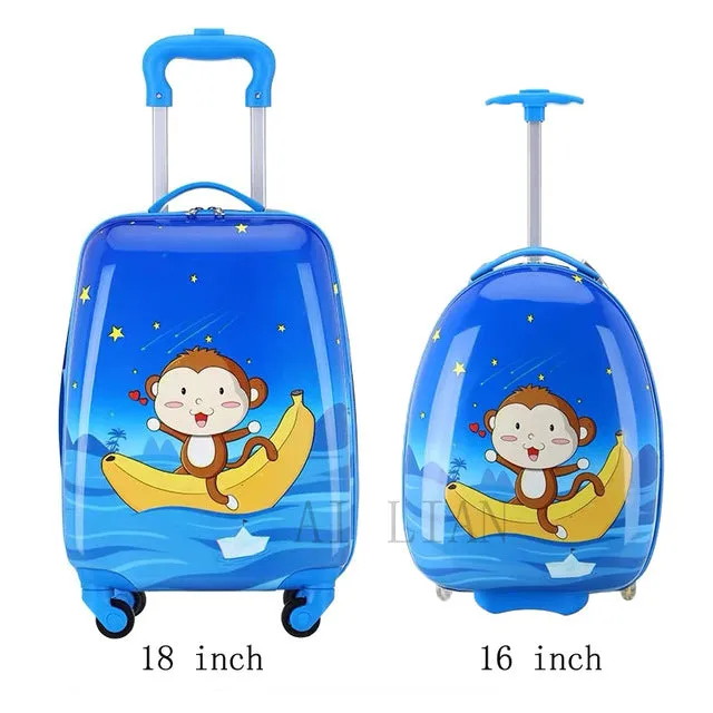 kids travel suitcase on wheels Cartoon rolling luggage