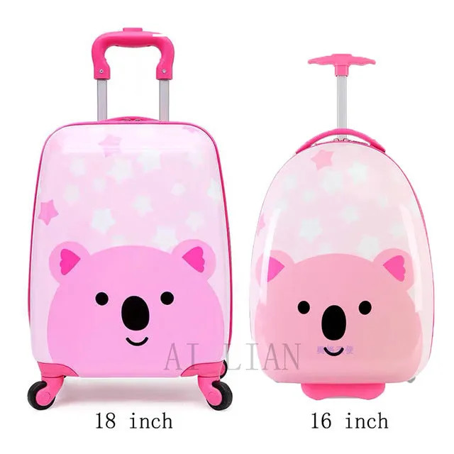 kids travel suitcase on wheels Cartoon rolling luggage