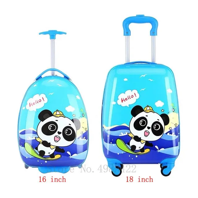 kids travel suitcase on wheels Cartoon rolling luggage