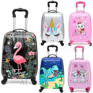 kids travel suitcase on wheels Cartoon rolling luggage
