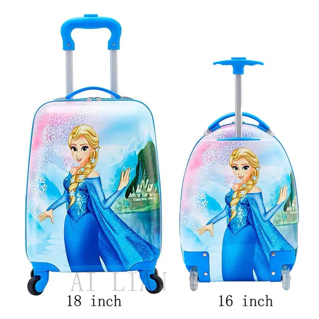 kids travel suitcase on wheels Cartoon rolling luggage