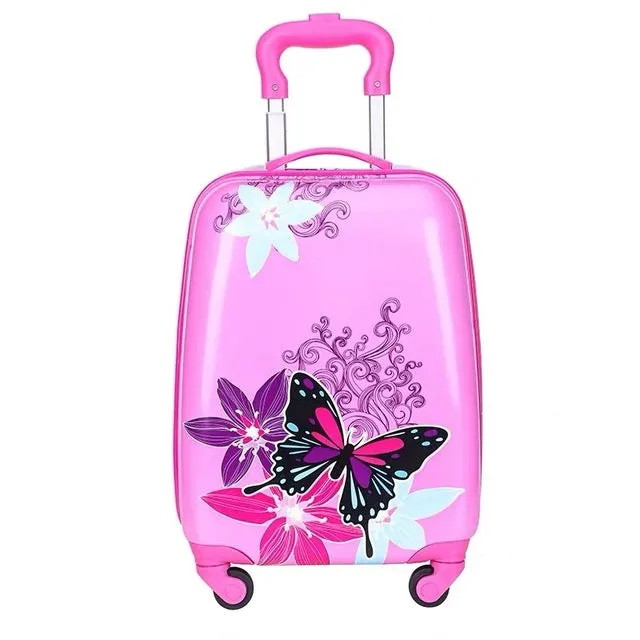 kids travel suitcase on wheels Cartoon rolling luggage
