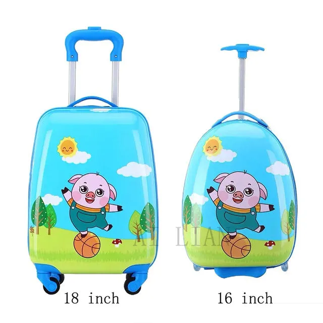 kids travel suitcase on wheels Cartoon rolling luggage