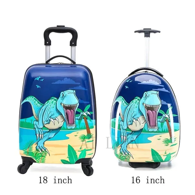 kids travel suitcase on wheels Cartoon rolling luggage