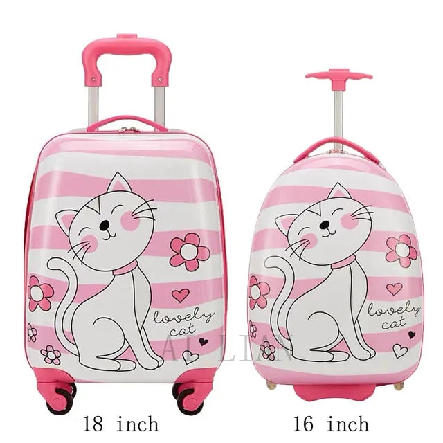 kids travel suitcase on wheels Cartoon rolling luggage