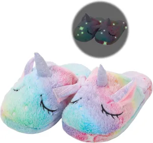 Kids Unicorn Slippers for Boys Girls Toddler Fuzzy Slippers Children House Slippers with Anti Slip Soles Glow in the Dark