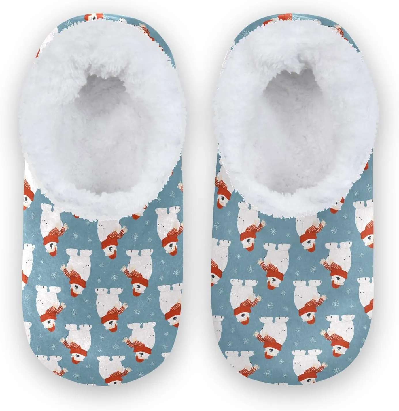 Kids Winter Slippers Cartoon Polar Bear Winter Snowflakes Warm Soft Non Slip House Slippers for Boys Girls Indoor