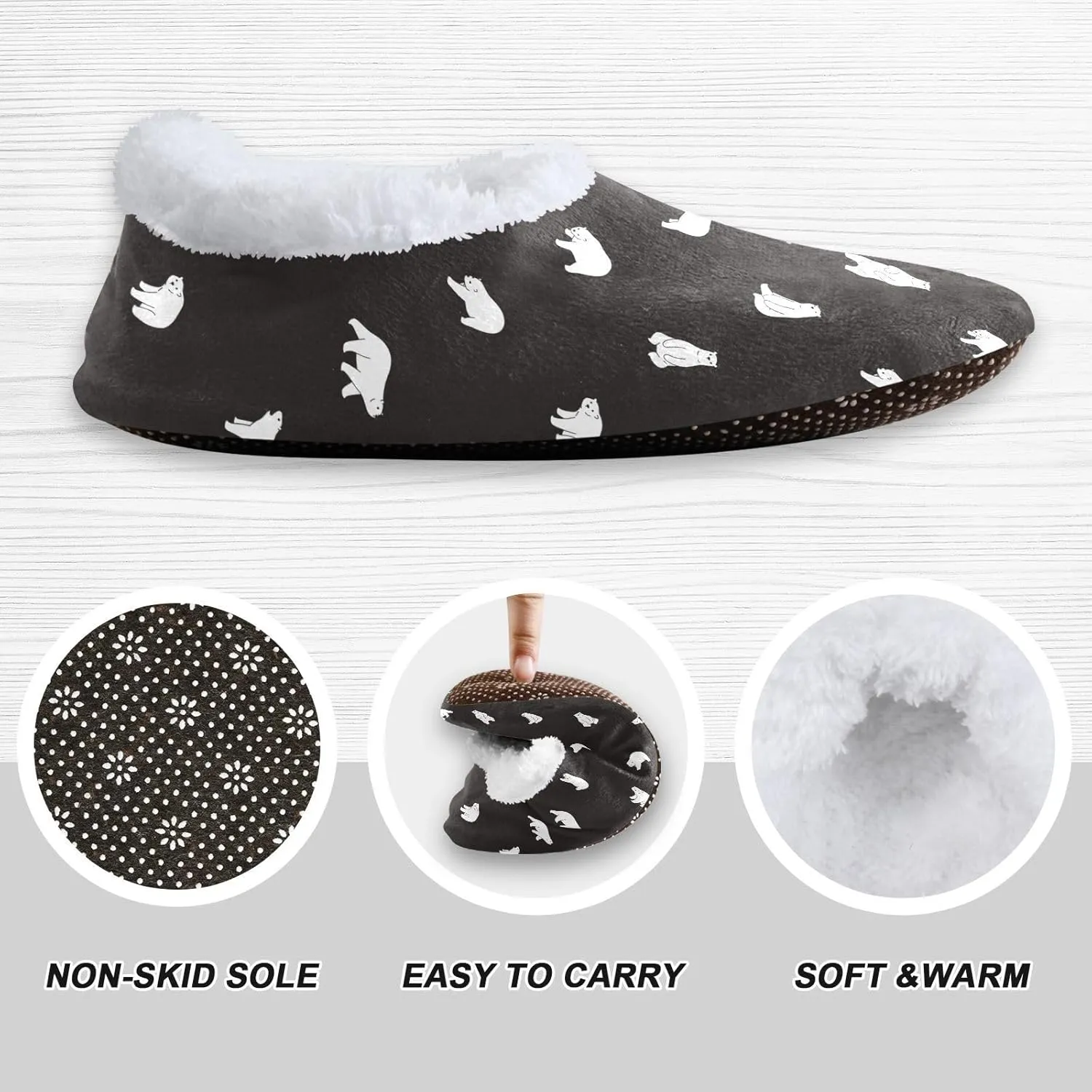 Kids Winter Slippers for Boys Girls Polar Bear Cartoon Animal Warm Soft Non Slip House Slippers Children Indoor