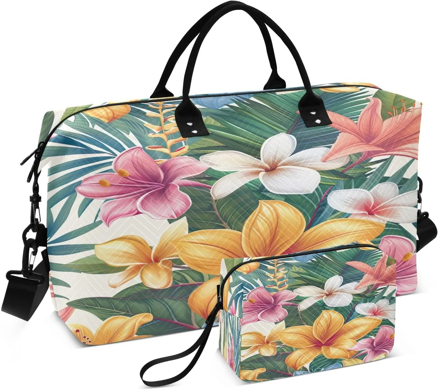 Kigai Foldable Travel Duffel Bags,Beautiful Lily Flowers Sports Duffel Bags for Men Women,Weekender Overnight Bag Gym Tote Bag with Toiletry Bag