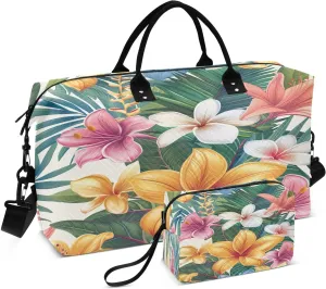 Kigai Foldable Travel Duffel Bags,Beautiful Lily Flowers Sports Duffel Bags for Men Women,Weekender Overnight Bag Gym Tote Bag with Toiletry Bag