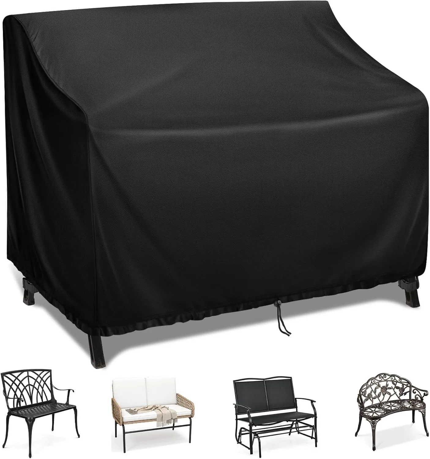 Kingling Outdoor Bench Covers, Patio Loveseats Cover Waterproof Bench Covers for Outdoor Furniture Glider Chair Sofa Cover, 48" W x 29" D x 36" H Black