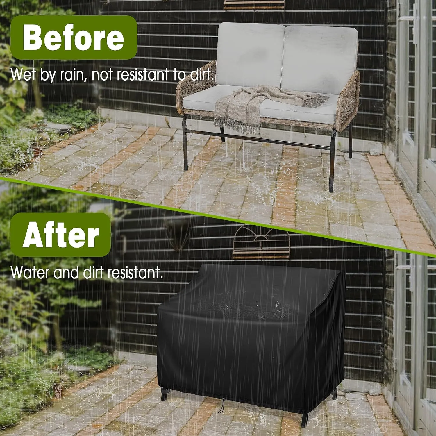 Kingling Outdoor Bench Covers, Patio Loveseats Cover Waterproof Bench Covers for Outdoor Furniture Glider Chair Sofa Cover, 48" W x 29" D x 36" H Black