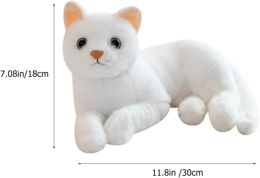Kisangel 1pc Plush Cat Stuffed Animal Cats That Look Real Plush Stuffed Toy Cat for Babies Boys& Girls (White)