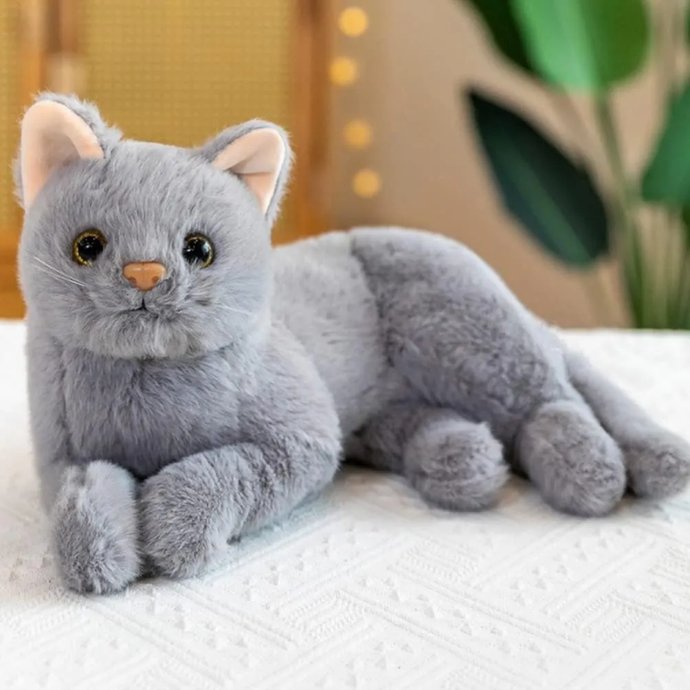 Kisangel Plush Cat 1pc Plush Cat Stuffed Animal Cats That Look Real Plush Stuffed Toy Cat for Babies Boys& Girls (Grey) Stuffed Cat Plush