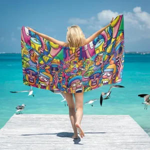 KLL Colorful Strange Friends Towels for Adults 31" x 70" Soft & Absorbent Large Beach Towels for Adults Sand Repellent Anti Essentials Accessories
