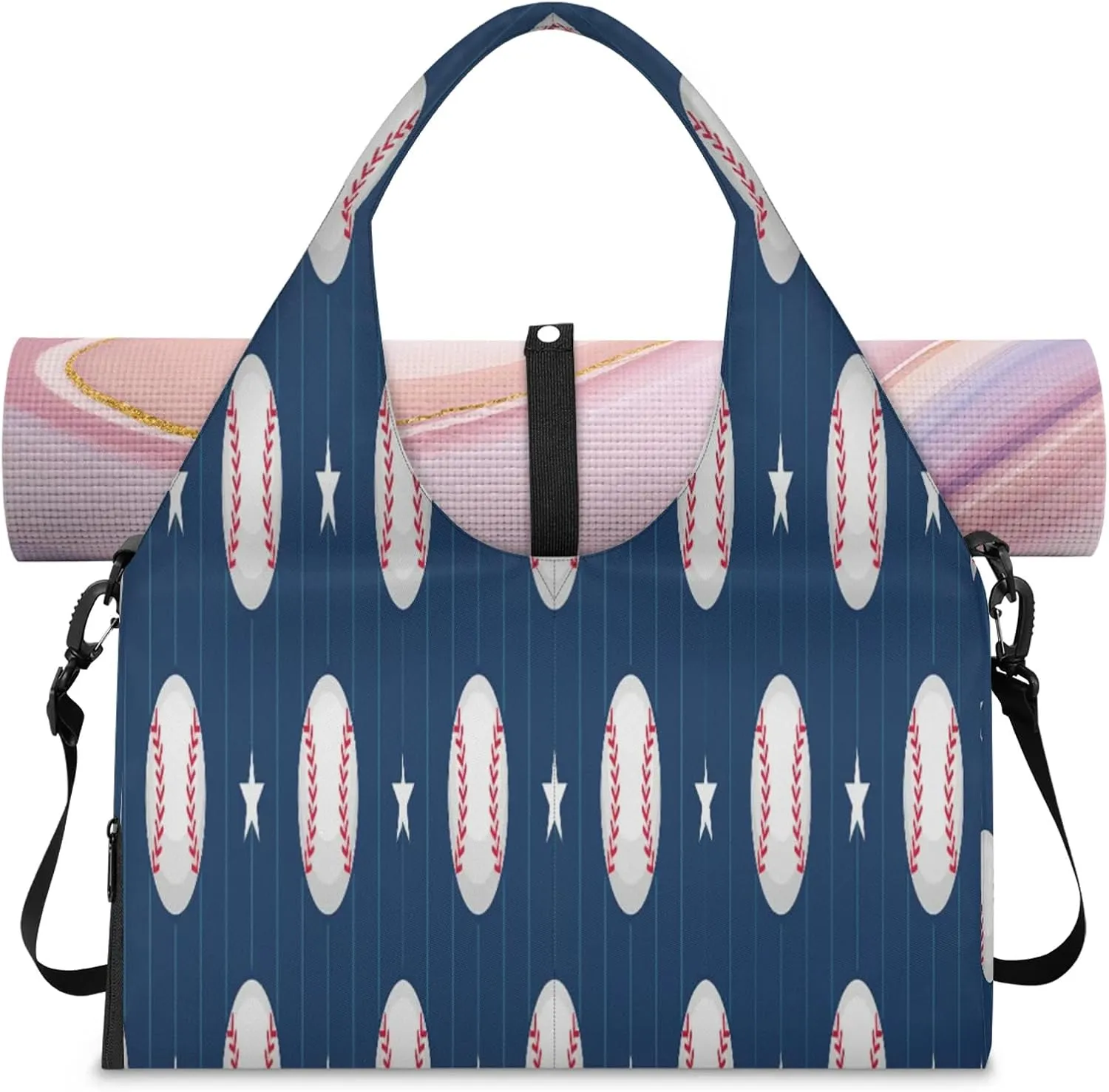 KOBLEN Yoga Gym Bags for Women Duffel Bag with Shoe Compartment and Yoga Mat Portable Weekender Bags for Pilates Travel Offices Workout Beach