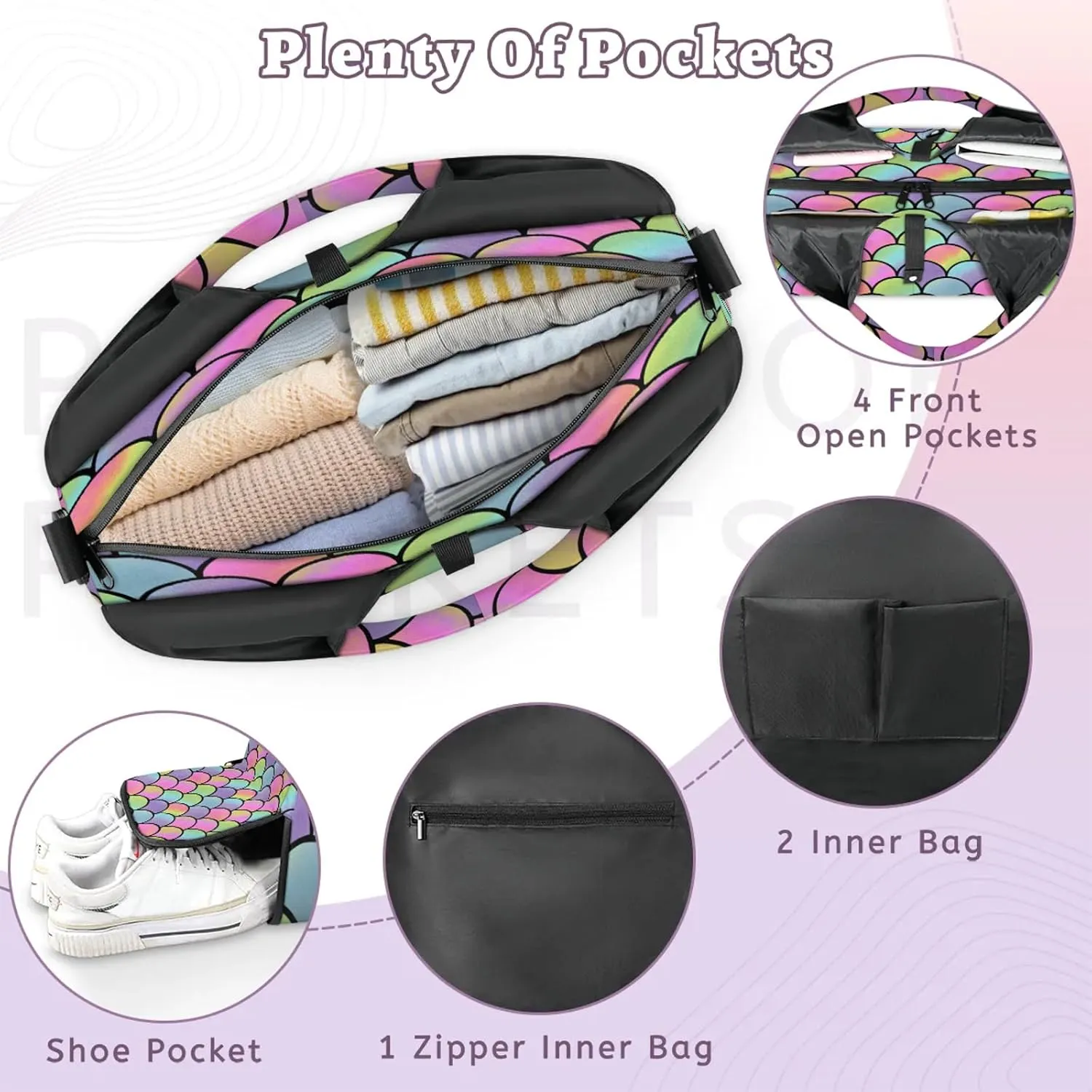 KOBLEN Yoga Gym Bags for Women Duffel Bag with Shoe Compartment and Yoga Mat Portable Weekender Bags for Pilates Travel Offices Workout Beach