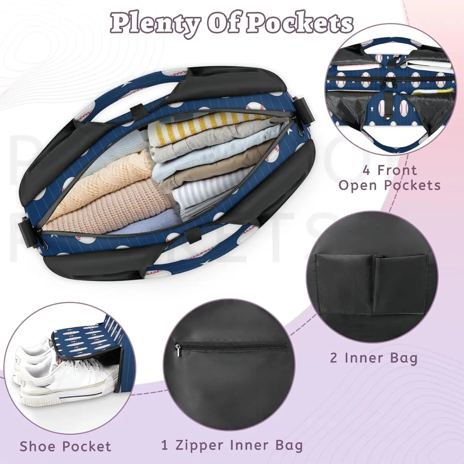 KOBLEN Yoga Gym Bags for Women Duffel Bag with Shoe Compartment and Yoga Mat Portable Weekender Bags for Pilates Travel Offices Workout Beach