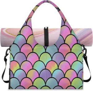 KOBLEN Yoga Gym Bags for Women Duffel Bag with Shoe Compartment and Yoga Mat Portable Weekender Bags for Pilates Travel Offices Workout Beach