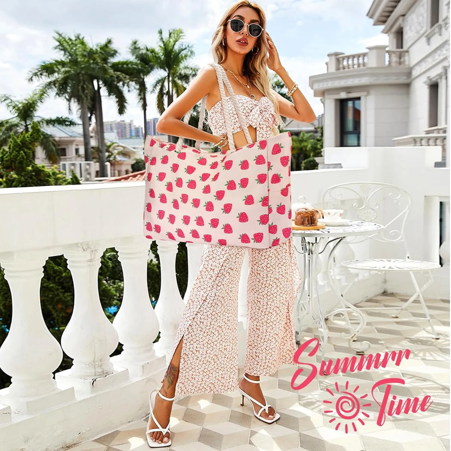 KPX Large Beach Bags Pool Bag, Zippered Beach Tote Bags, Cute Girls Oversized Swim GymBags for Travel,