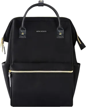 KROSER Laptop Backpack 17" Stylish Backpack Water Repellent College Casual Daypack with USB Port Travel Business Work Bag for Men/Women-Black