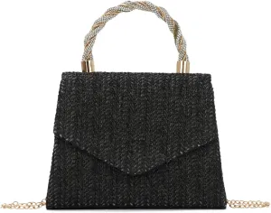 KUANG! Summer Straw Purse for Women Woven Straw Clutch Handbag Shoulder Evening Purse Party Beach Tote Bag
