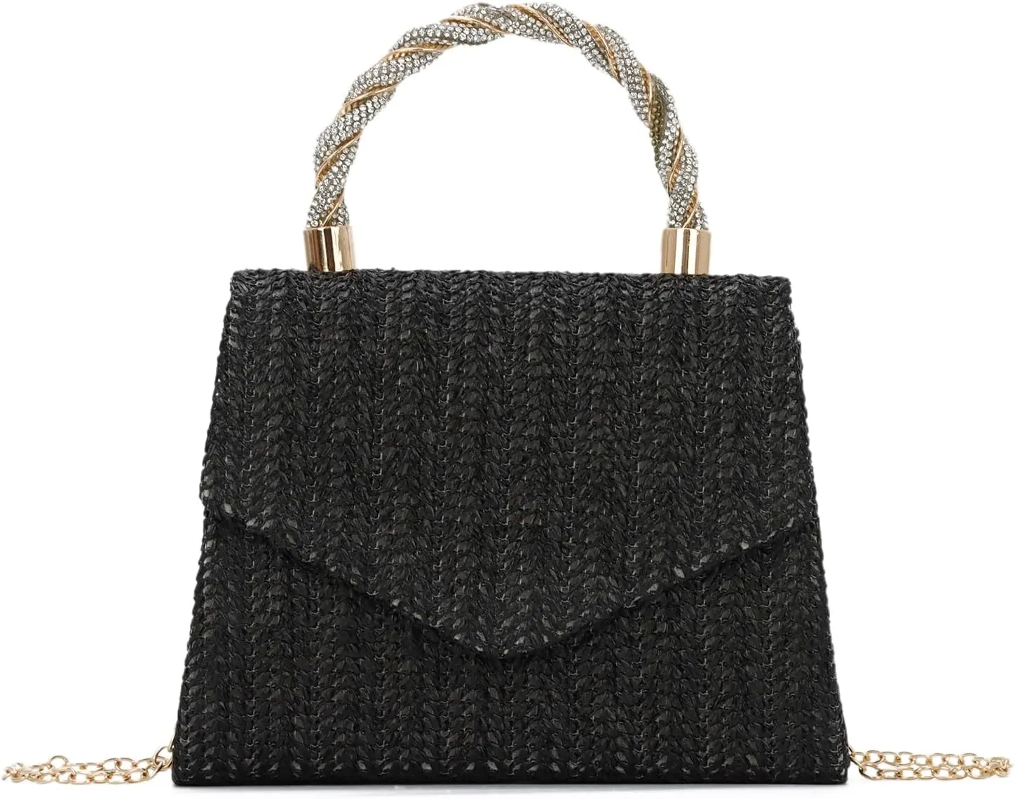 KUANG! Summer Straw Purse for Women Woven Straw Clutch Handbag Shoulder Evening Purse Party Beach Tote Bag