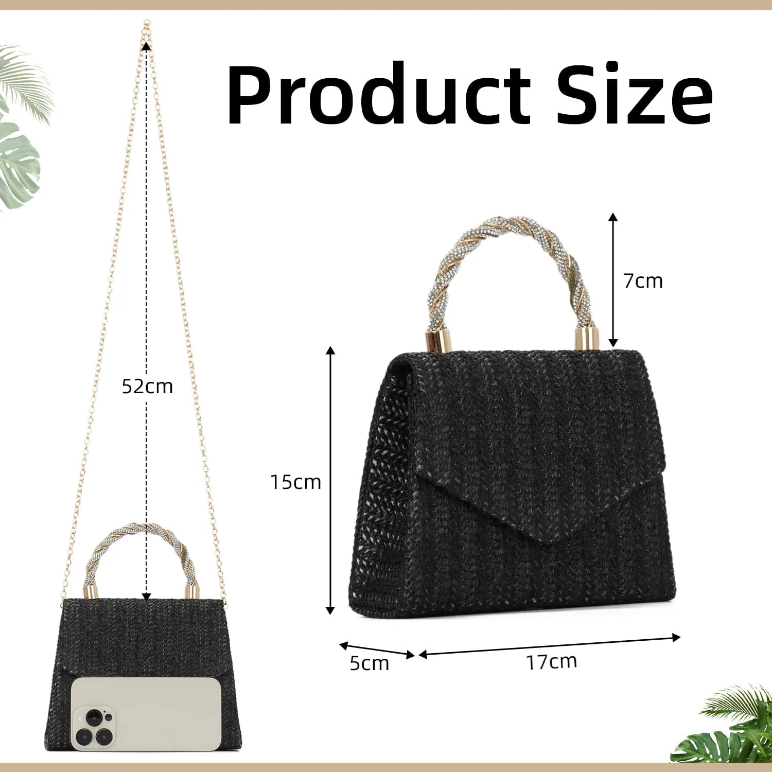 KUANG! Summer Straw Purse for Women Woven Straw Clutch Handbag Shoulder Evening Purse Party Beach Tote Bag