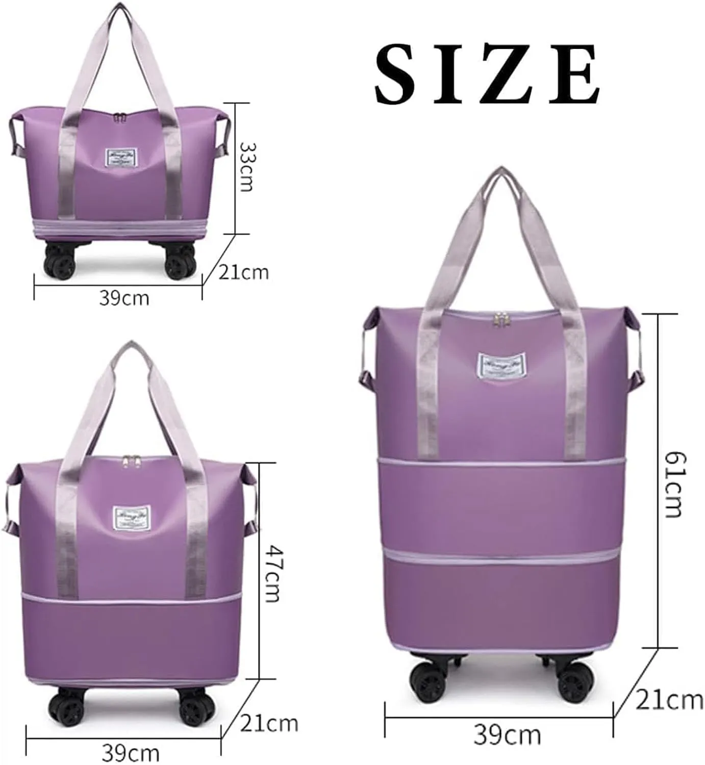 Kulken Beente Pepepo Travel Bag With Wheels, folding bag with wheels foldable & Women, Ideal for Business Trips & Long Travel (Pink)