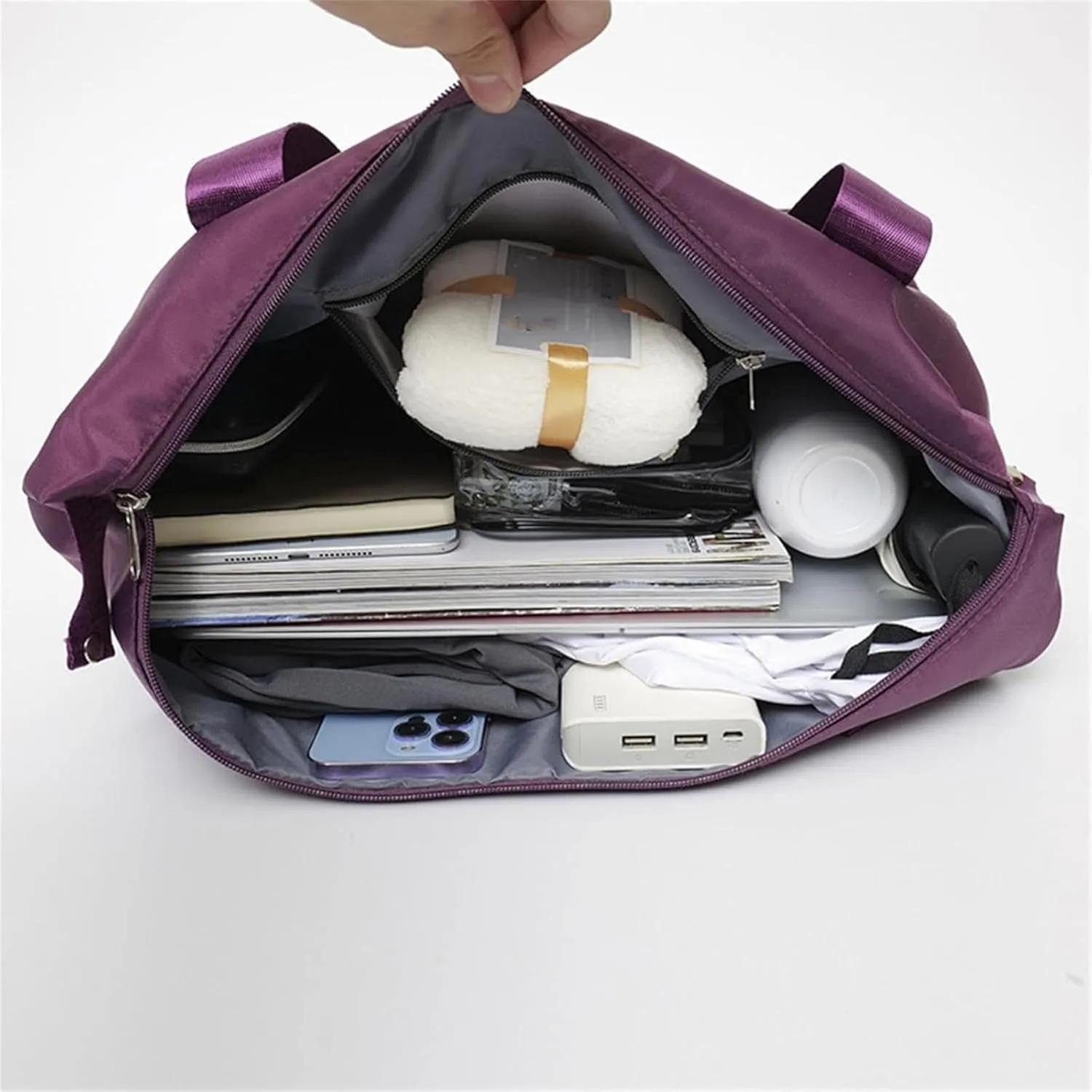 Kulken Travel Bag with Wheels, Large Capacity Three-Layer Expandable Foldable Travel Package - Universal Wheel Removable, Kulken Luggage with Dry and Wet Separation Layer (D-Purple)