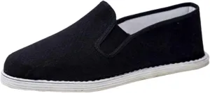 Kung Fu Tai Chi Shoes, Mens Old Beijing Martial Art Kung Fu Tai Chi Canvas Slip On Shoes, Outdoor Fashion Breathable Rubber Sole, for Taekwondo, Indoor and Outdoor Wear, Strong Grip