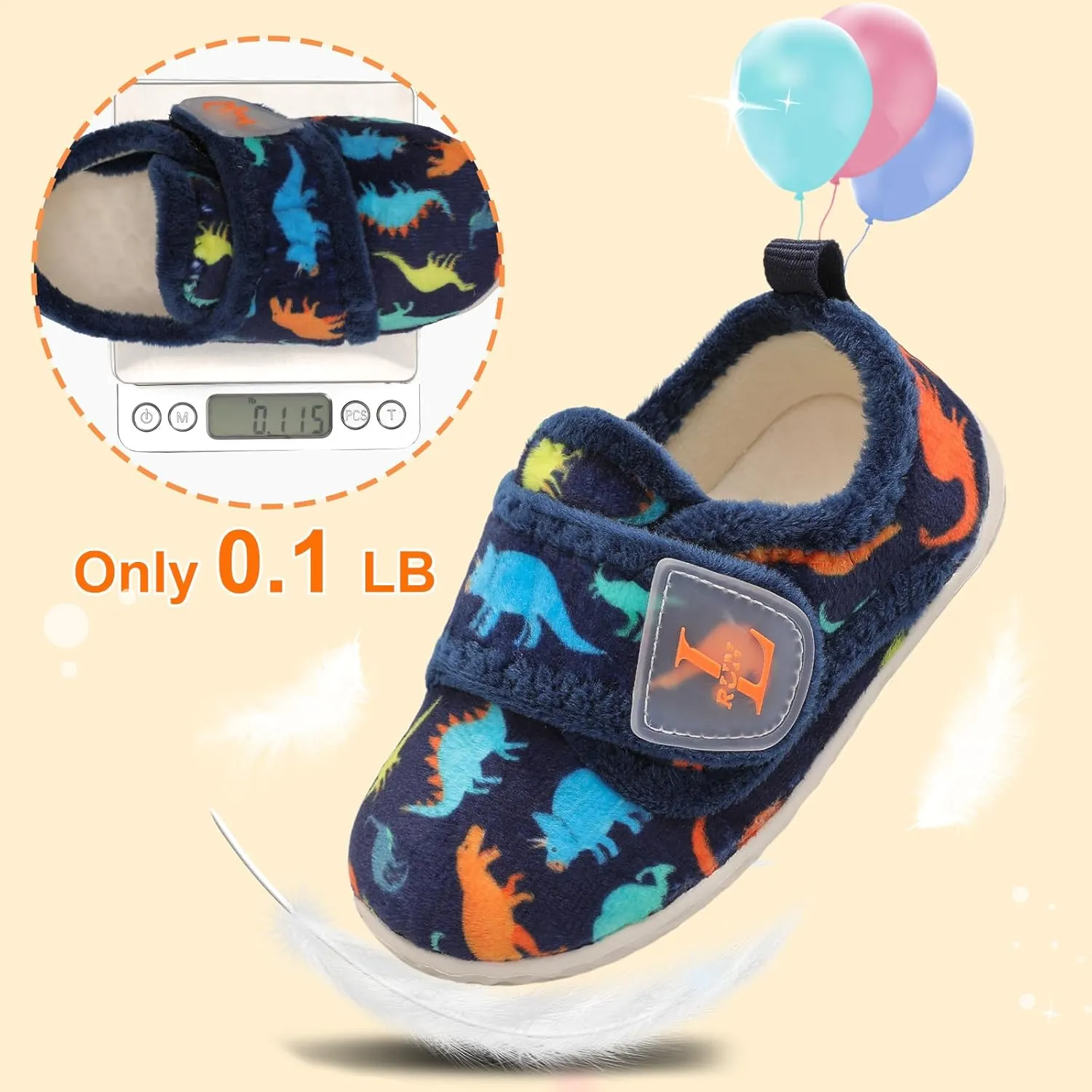 L-RUN Toddler Slippers for Girls Boys Warm Household Shoes Kids Winter Slippers with Microfleece Lining for Indoor Outdoor