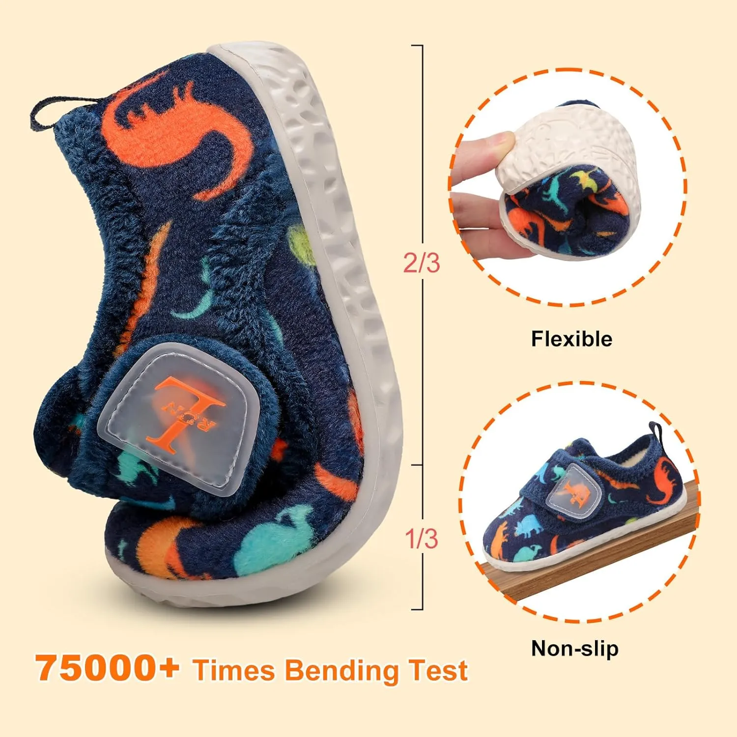 L-RUN Toddler Slippers for Girls Boys Warm Household Shoes Kids Winter Slippers with Microfleece Lining for Indoor Outdoor