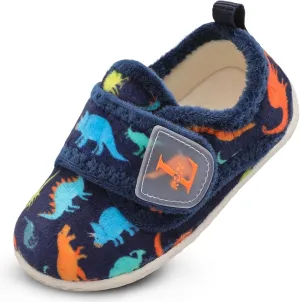 L-RUN Toddler Slippers for Girls Boys Warm Household Shoes Kids Winter Slippers with Microfleece Lining for Indoor Outdoor