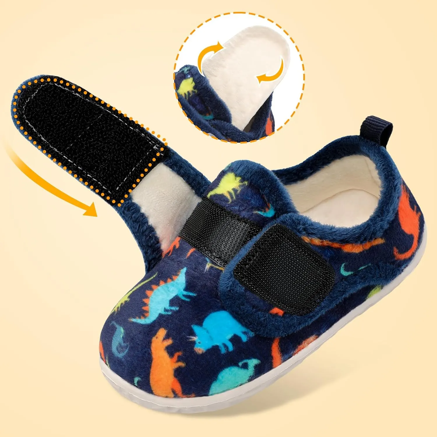L-RUN Toddler Slippers for Girls Boys Warm Household Shoes Kids Winter Slippers with Microfleece Lining for Indoor Outdoor